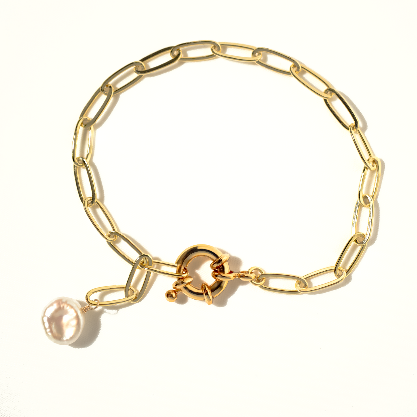 Keishi Pearl 14K Gold-Filled Paperclip Chain Bracelet