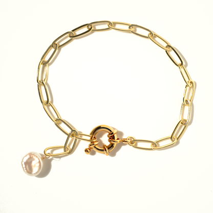 Keishi Pearl 14K Gold-Filled Paperclip Chain Bracelet