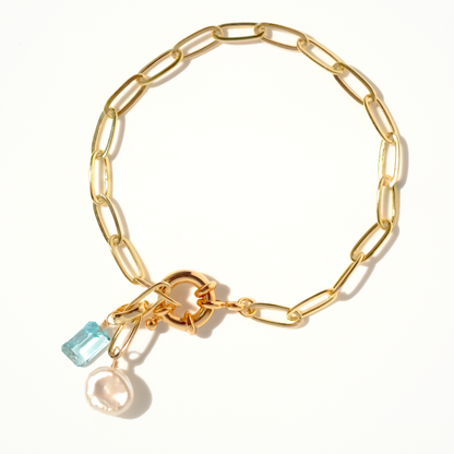 Blue Topaz Emerald Cut 14K Gold-Filled Duet Charm