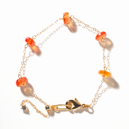 Orange Sapphire 5 Station 14K Goldfilled Bracelet