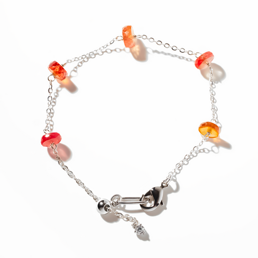Orange Sapphire 5 Station Sterling Silver Bracelet
