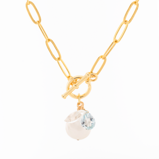 Coin Pearl 3 Charm Necklace