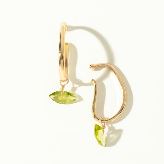 Peridot Marquise Cut 14K Gold Ear Cuffs