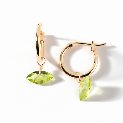 Peridot Marquise Cut 14K Gold-Filled Hoop Earrings