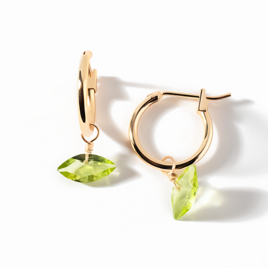 Peridot Marquise Cut 14K Gold-Filled Hoop Earrings