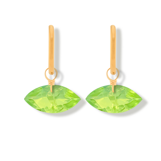 Peridot Marquise Cut 14K Gold-Filled Hoop Earrings