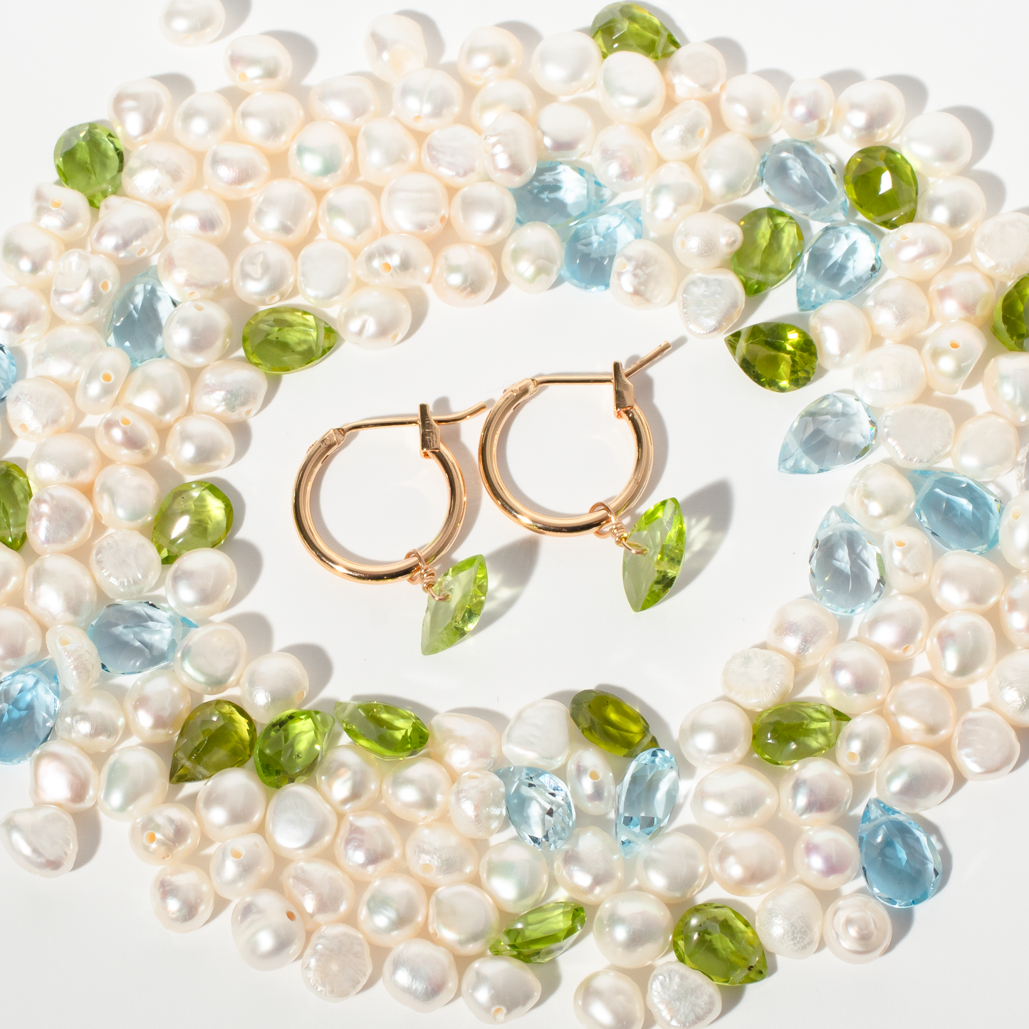 Peridot Marquise Cut 14K Gold-Filled Hoop Earrings