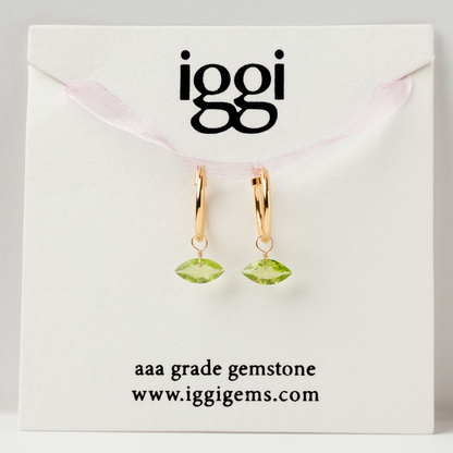 Peridot Marquise Cut 14K Gold-Filled Hoop Earrings