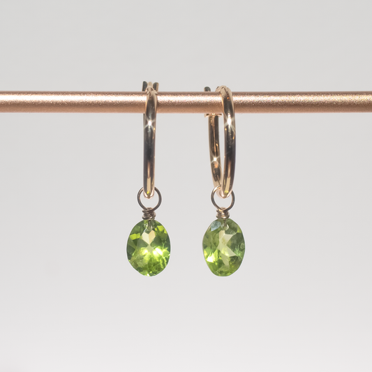 Peridot Oval Cut 14K Gold-Filled Hoop Earring