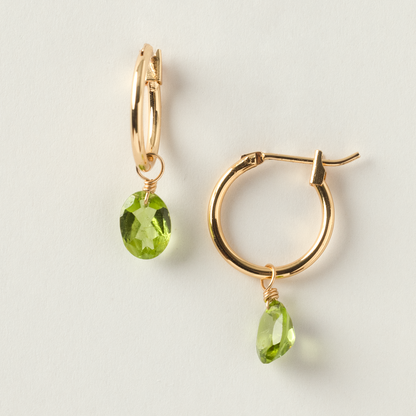 Peridot Oval Cut 14K Gold-Filled Hoop Earring
