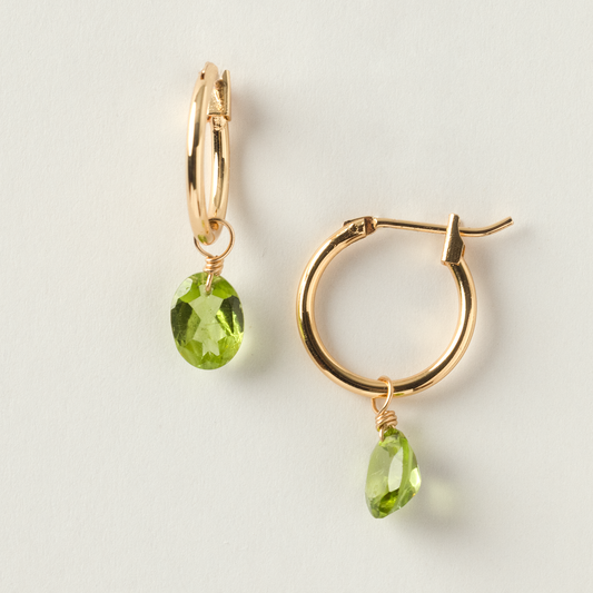 Peridot Oval Cut 14K Gold-Filled Hoop Earring