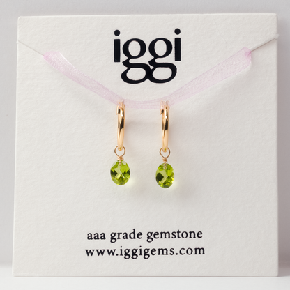 Peridot Oval Cut 14K Gold-Filled Hoop Earring