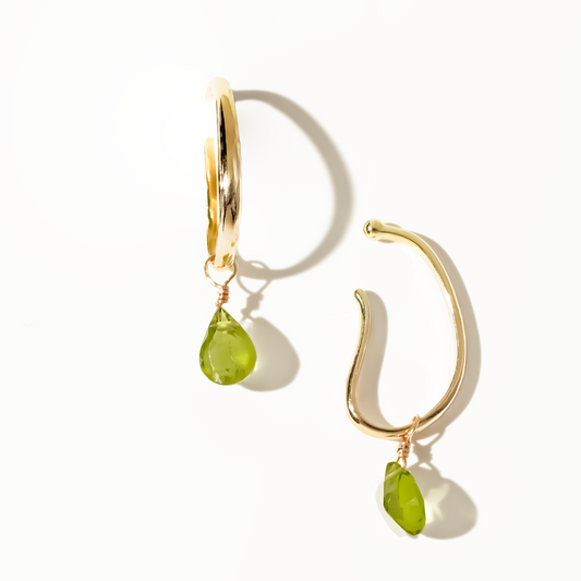 Peridot Pear Cut 14K Gold Ear Cuffs