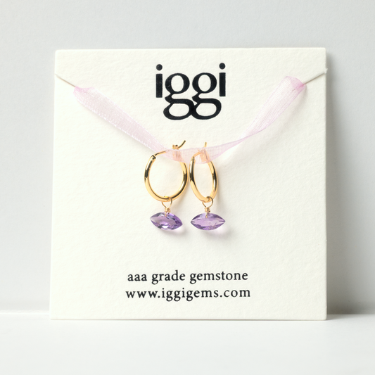 Brazilian Pink Amethyst Marquise Cut 14K Gold-Filled Hoop Earrings