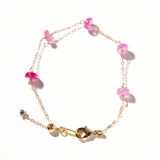 Pink Sapphire 5 Station 14K Goldfilled Bracelet
