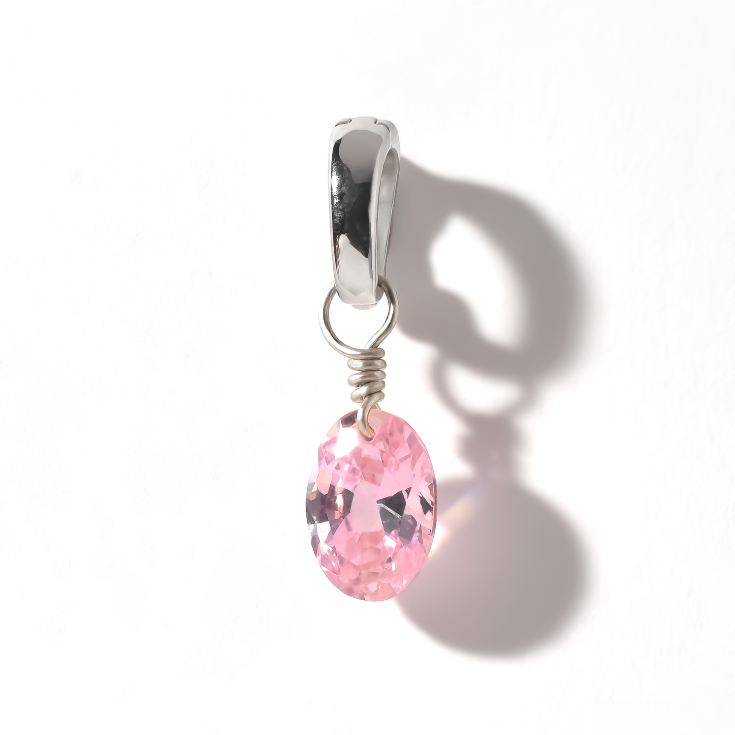 Pink Topaz Oval Cut Sterling Silver-Filled Duet Charm