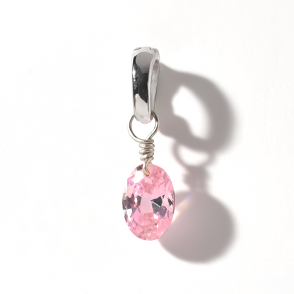 Pink Topaz Oval Cut Sterling Silver-Filled Duet Charm