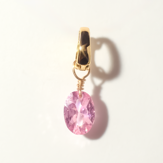 Pink Topaz Oval Cut 14K Gold-Filled Duet Charm