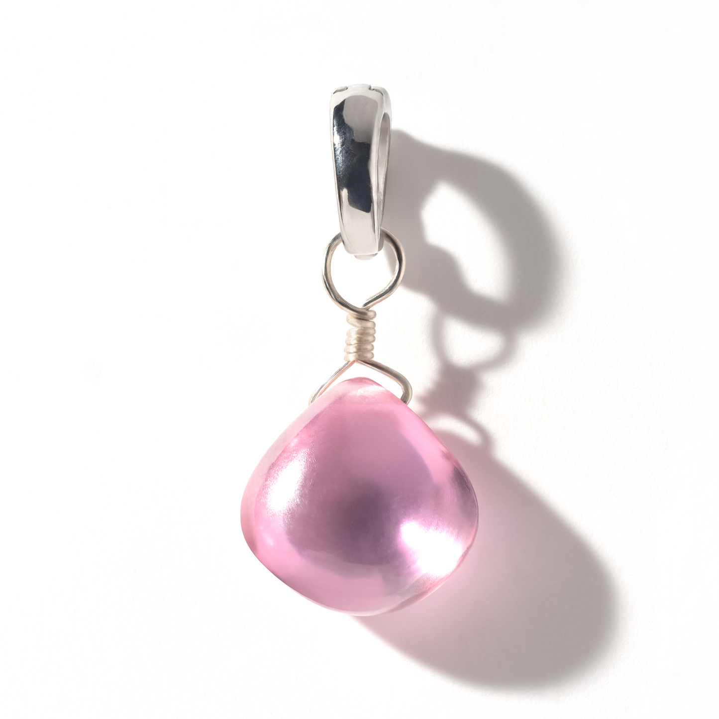 Pink Zircon Heart Cut Sterling Silver-Filled Duet Charm