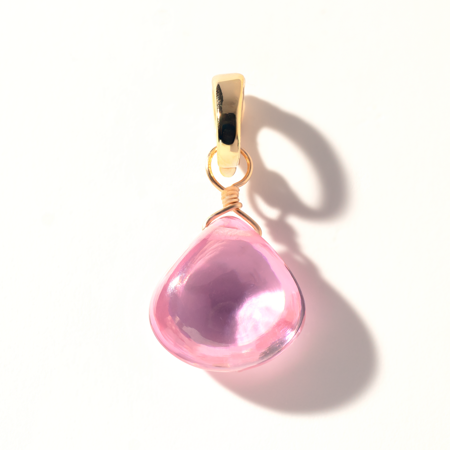 Pink Zircon Heart Cut 14K Gold-Filled Duet Charm