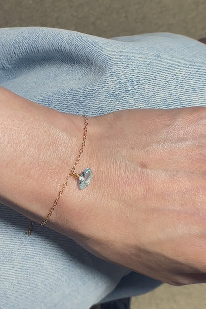 Blue Topaz Marquise Cut 14K Gold-Filled Chain Bracelet