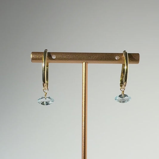 Blue Topaz Marquise Cut 14K Gold Ear Cuffs