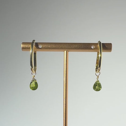 Peridot Pear Cut 14K Gold Ear Cuffs