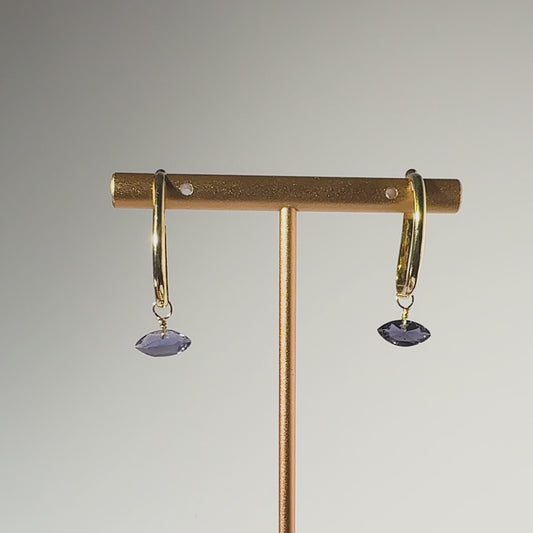 Iolite Marquise Cut 14K Gold Ear Cuffs