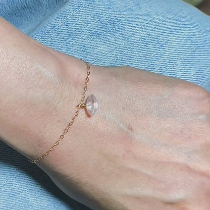 Rose Quartz Marquise Cut 14K Gold-Filled Chain Bracelet