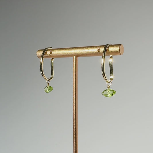 Peridot Marquise Cut 14K Gold Ear Cuffs