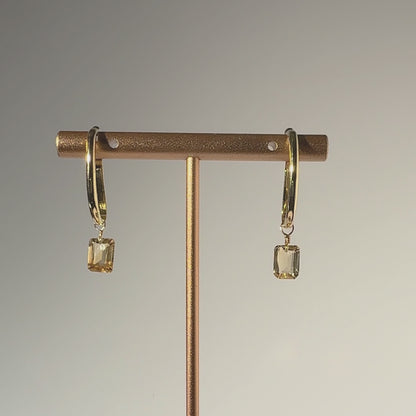 Citrine Emerald Cut 14K Gold Ear Cuffs