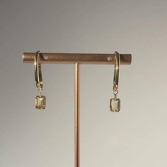 Citrine Emerald Cut 14K Gold Ear Cuffs