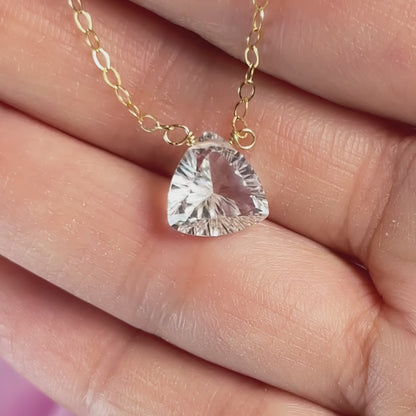 Floating Gem Rock Crystal Trillion Cut 14K Gold-Filled Necklace