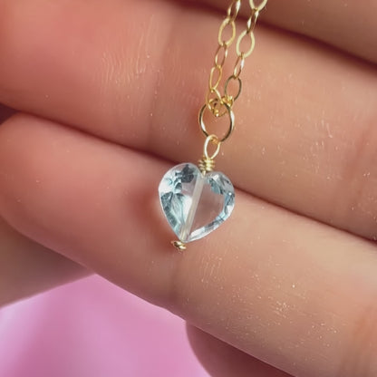 Kate Blue Topaz Heart Pendant Necklace