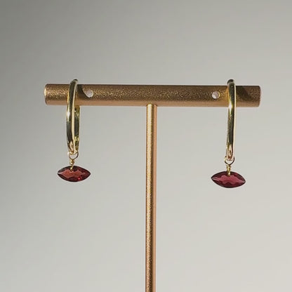 Garnet Marquise Cut 14K Gold Ear Cuffs