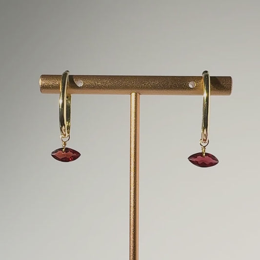 Garnet Marquise Cut 14K Gold Ear Cuffs