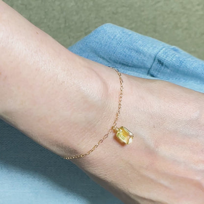 Citrine Emerald Cut 14K Gold-Filled Chain Bracelet