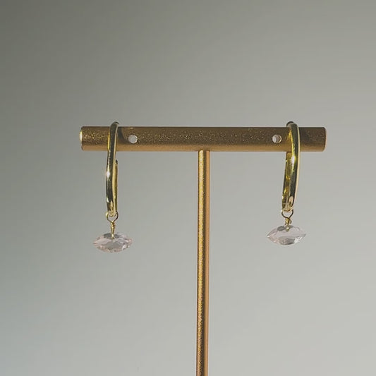 Rose Quartz Marquise Cut 14K Gold Ear Cuffs
