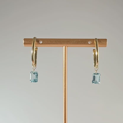 Blue Topaz Emerald Cut 14K Gold Ear Cuffs