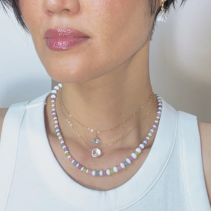 Floating Gem Rose Quartz Teardrop Cut 14K Gold-Filled Necklace