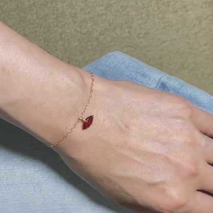 Garnet Marquise Cut 14K Gold-Filled Chain Bracelet