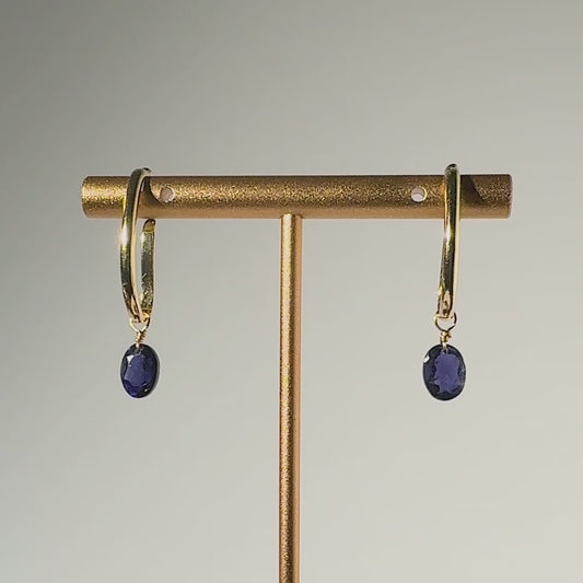 Iolite Oval Cut 14K Gold Ear Cuffs
