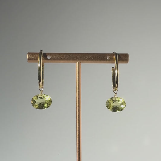 Lemon Quartz Oval Cut 14K Gold Ear Cuffs