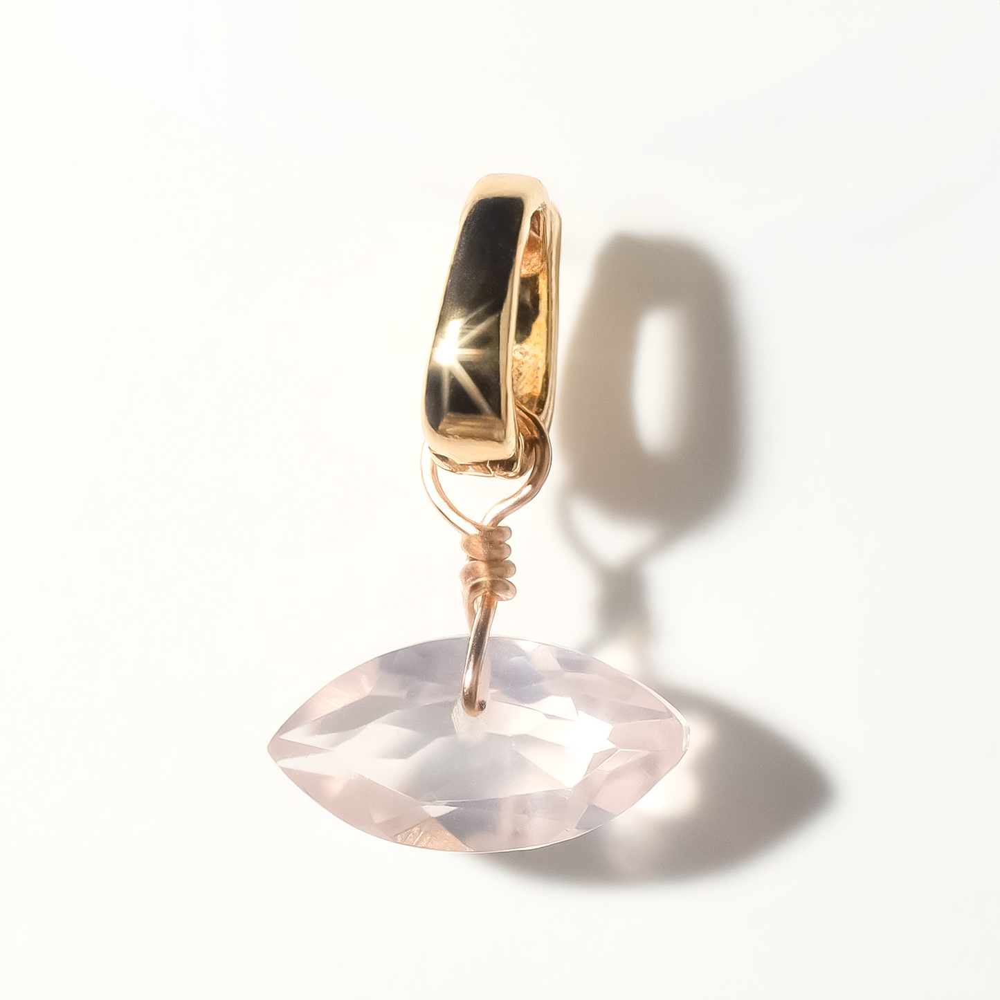 Rose Quartz Marquise Cut 14K Gold-Filled Duet Charm