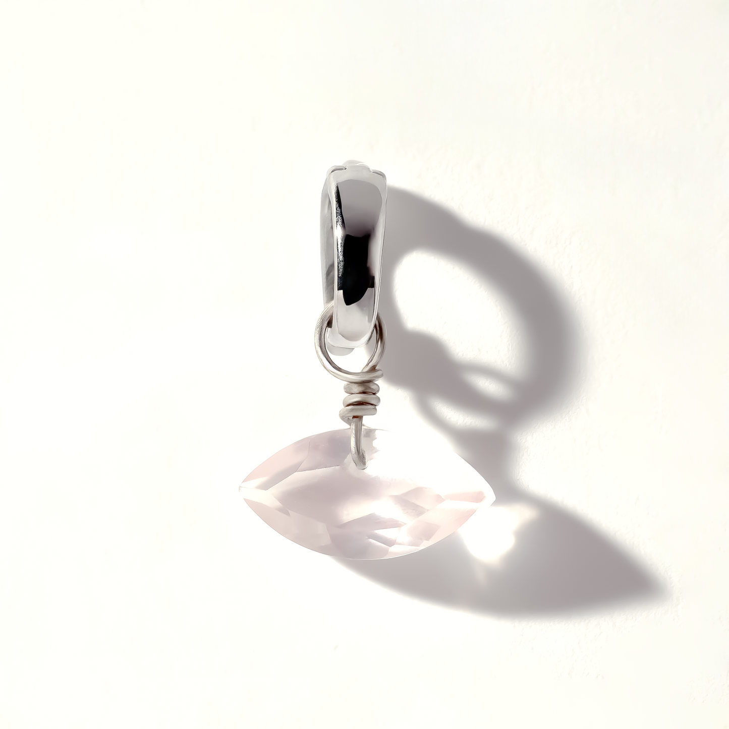 Rose Quartz Marquise Cut Sterling Silver-Filled Duet Charm