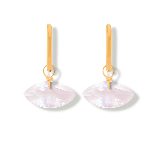 Rose Quartz Marquise Cut 14K Gold-Filled Hoop Earrings