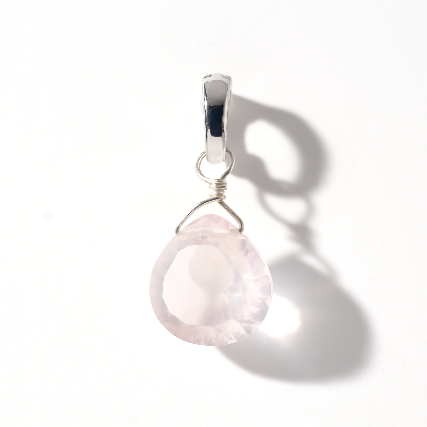 Rose Quartz Teardrop Cut Sterling Silver-Filled Duet Charm