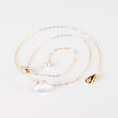 Floating Gem Rose Quartz Teardrop Cut 14K Gold-Filled Necklace