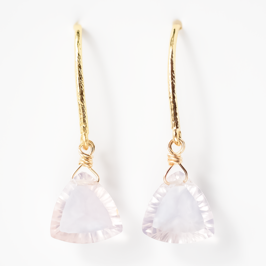 Jemma Rose Quartz Trillion Earrings