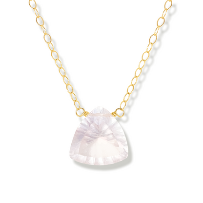 Floating Gem Rose Quartz Trillion Cut 14K Gold-Filled Necklace